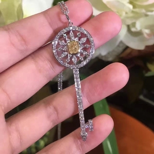 白金 天然南非钻石 黄钻 彩钻石定制结婚戒指 钥