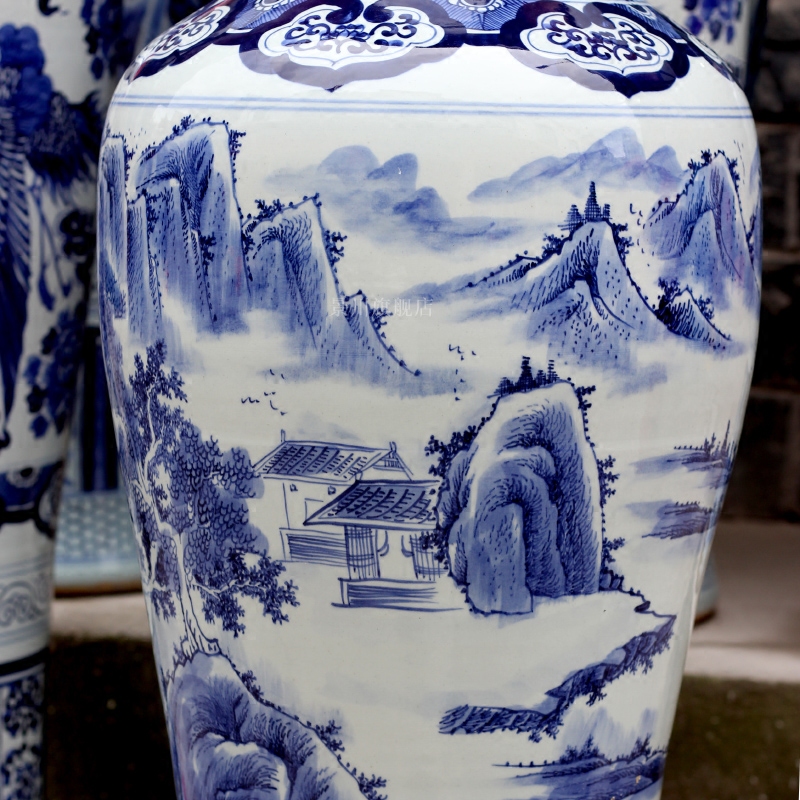 Jingdezhen porcelain ceramic hand - made landscape of large vases, home furnishing articles sitting room of Chinese style hotel adornment