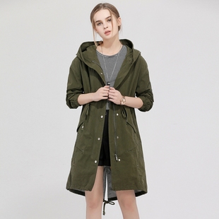 百靓苑8808正品2016秋装新款休闲中长款风衣女连帽宽松大码外套潮