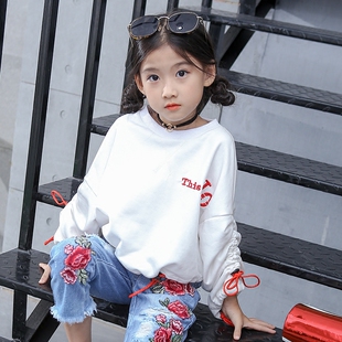 儿童新款秋装卫衣潮女童宽松韩版套头上衣中大童休闲百搭长袖t恤