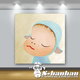 无框画 奈良美智 潮流创意卡通可爱儿童房客厅卧室无框画装饰画 梦游