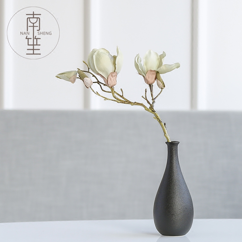 Nan sheng household act the role ofing is tasted, black ceramic vase simulation flower, dried flower flower, furnishing articles ornaments of TV bar face