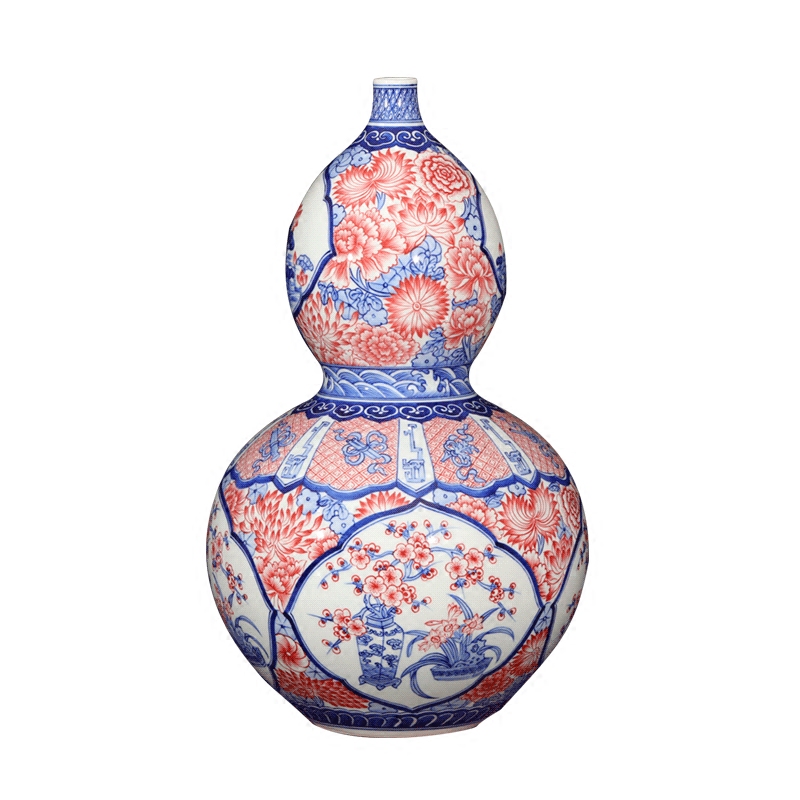 Jingdezhen ceramics antique hand - made gourd vases, new Chinese style living room decoration handicraft furnishing articles gift porcelain