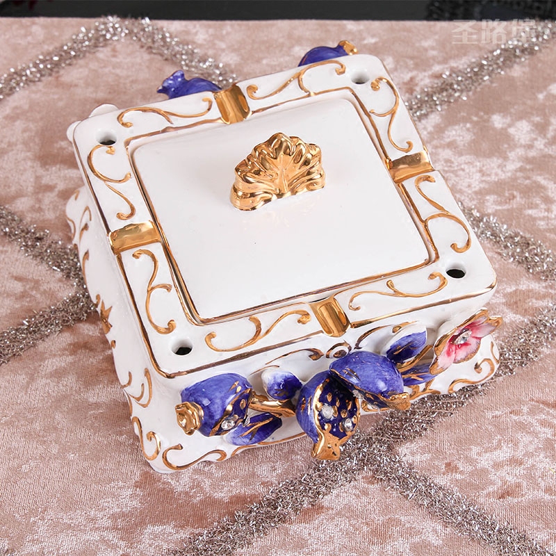 Fort SAN road of the new European creative ashtray with cover blue pomegranate ashtray ceramic ashtray furnishing articles sitting room