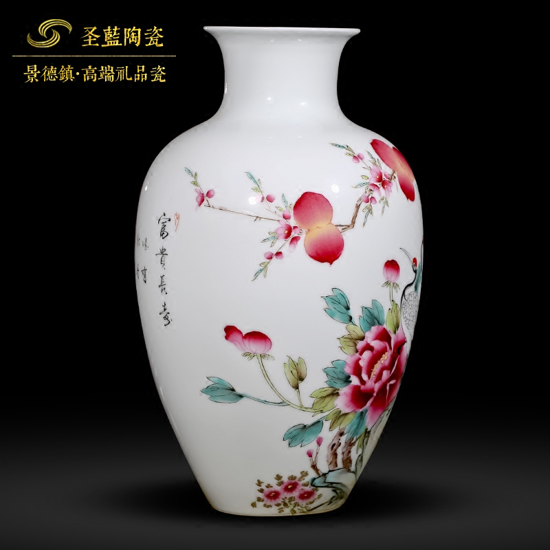 Famous master of jingdezhen ceramics hand - made vases, Chinese style living room decoration handicraft penjing collection certificate