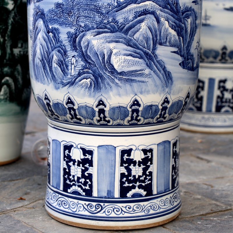 Jingdezhen blue and white porcelain has a long history in the hand - made ceramic vases, sitting room of Chinese style of large household furnishing articles