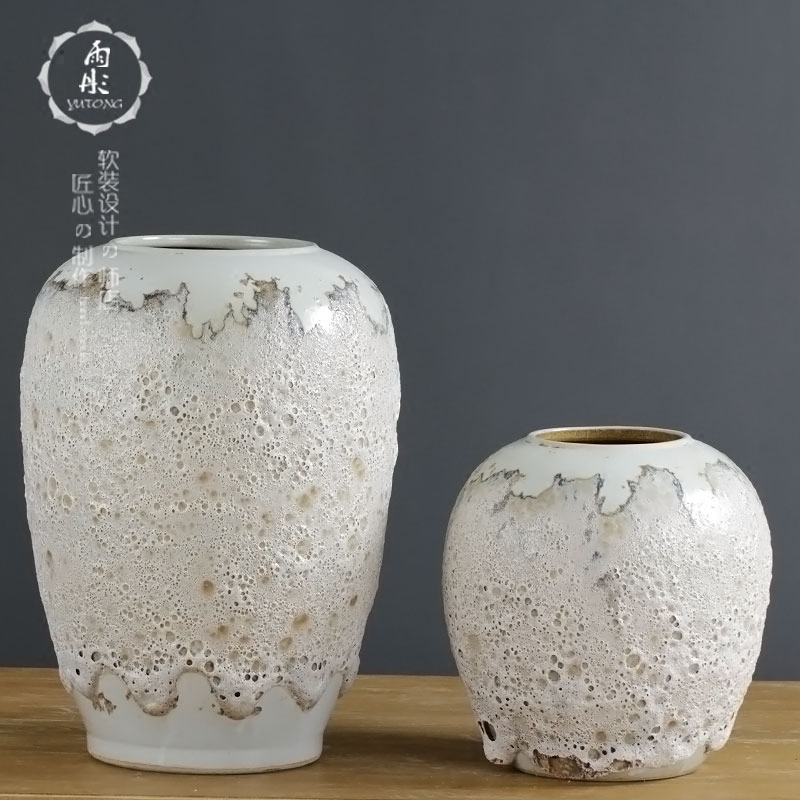 Jingdezhen ceramic vases, white glaze dried flowers flower arrangement home furnishing articles, the sitting room porch desktop TV ark, adornment