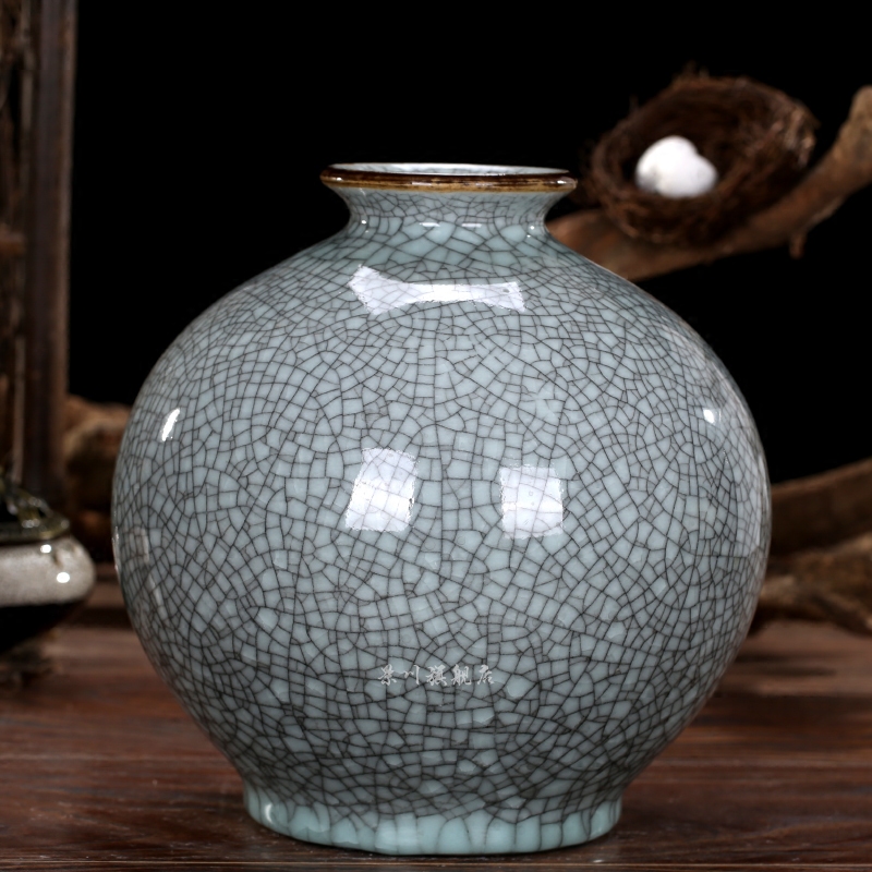 Archaize kilns were a piece of crack blue glaze flower bottles of jingdezhen ceramics classic modern home act the role ofing is tasted furnishing articles in the living room