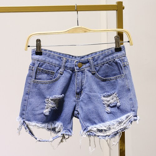 光幕家2018夏季破洞超短裤女韩版百搭蕾丝边显瘦阔腿裤潮_7折现价19元