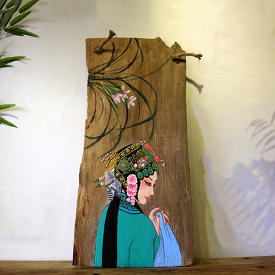 漆画风化木板画壁画挂画中式手绘香樟木板画创意墙面装饰挂件包邮