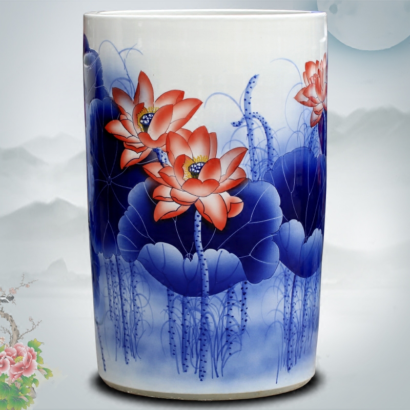 Hand made lotus fish landing furnishing articles of jingdezhen ceramic vase of blue and white porcelain home sitting room decorations study process