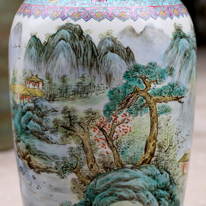 Hand - made pastel landscapes of large ceramic vases, jingdezhen home sitting room of Chinese style furnishing articles study adornment