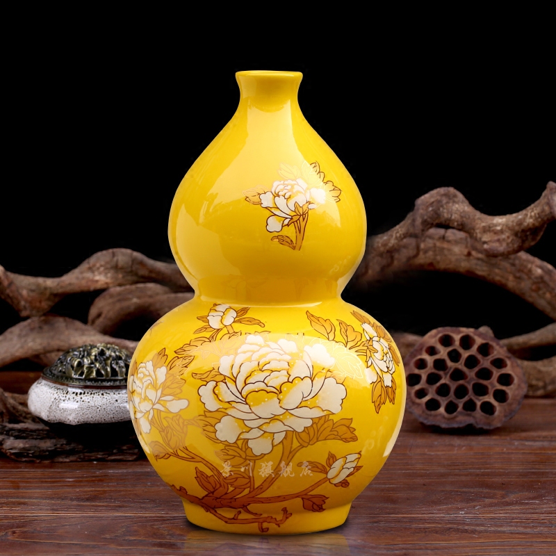 Jingdezhen dried flowers flower arrangement floret bottle of modern Chinese style household ceramics office furnishing articles table decorations arts and crafts