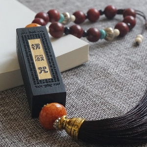 楞严咒佛珠黑檀乌木汽车挂件开光保平安符高档车载后视镜挂饰品