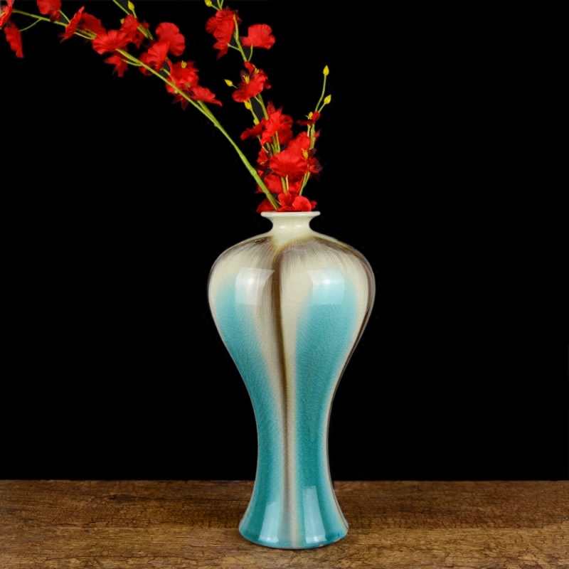 Jingdezhen ceramics vase furnishing articles blue crystal glaze antique art creative living room table surface arranging flowers adorn article