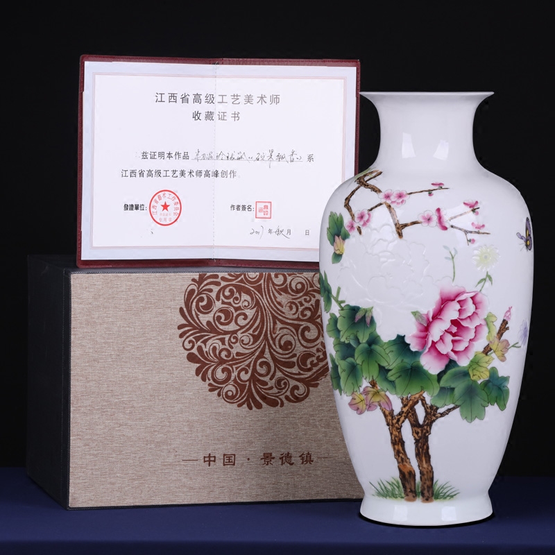 Jingdezhen ceramics hand - made famille rose blooming flowers, vases, flower arranging furnishing articles of Chinese style household act the role ofing is tasted, the sitting room decoration