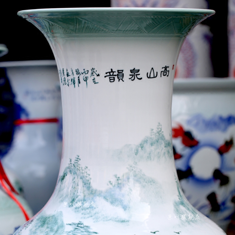 Hand - made Gao Shanquan rhyme of large vase of blue and white porcelain of jingdezhen ceramics home sitting room adornment is placed