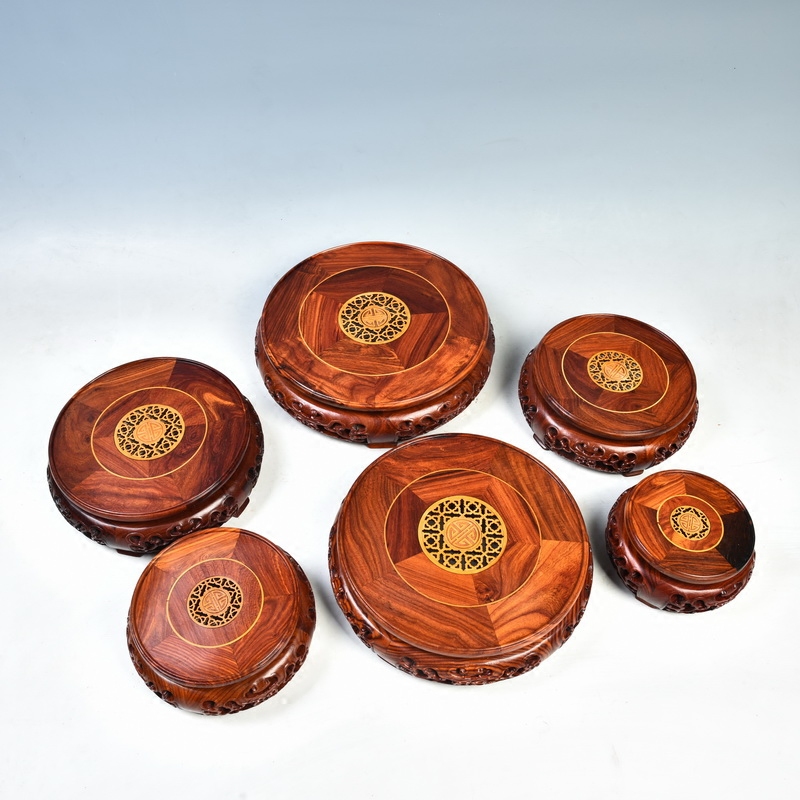 Pianology picking red sandalwood round solid wood home furnishing articles woodcarving handicraft wooden flower pot base