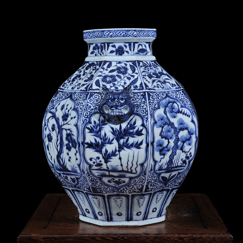 Jingdezhen ceramics imitation yuan and Ming blue and white household decorative hand - made girlfriend jar TV ark, furnishing articles