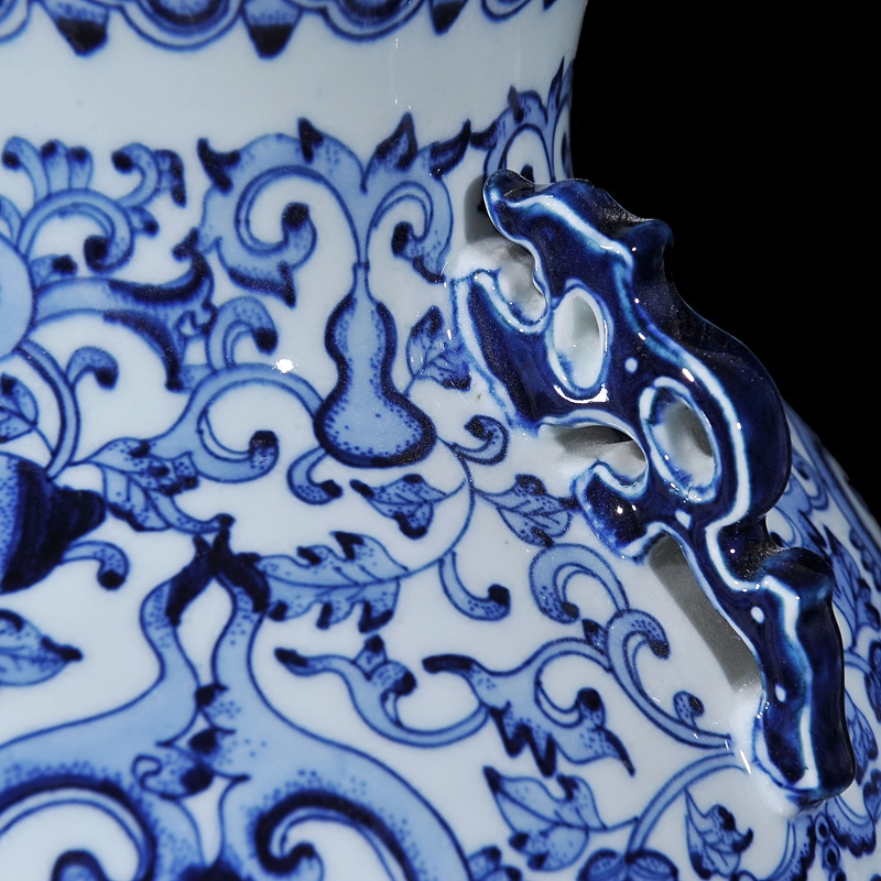 Archaize qianlong hand - made porcelain of jingdezhen ceramics PanChi ears dragon vase household study adornment furnishing articles