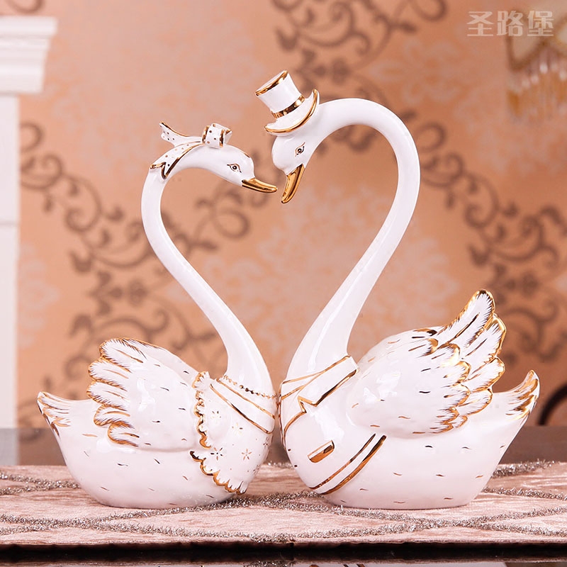 European furnishing articles sitting room romantic move ceramic swan wedding gift to send home decoration girlfriends wedding gift