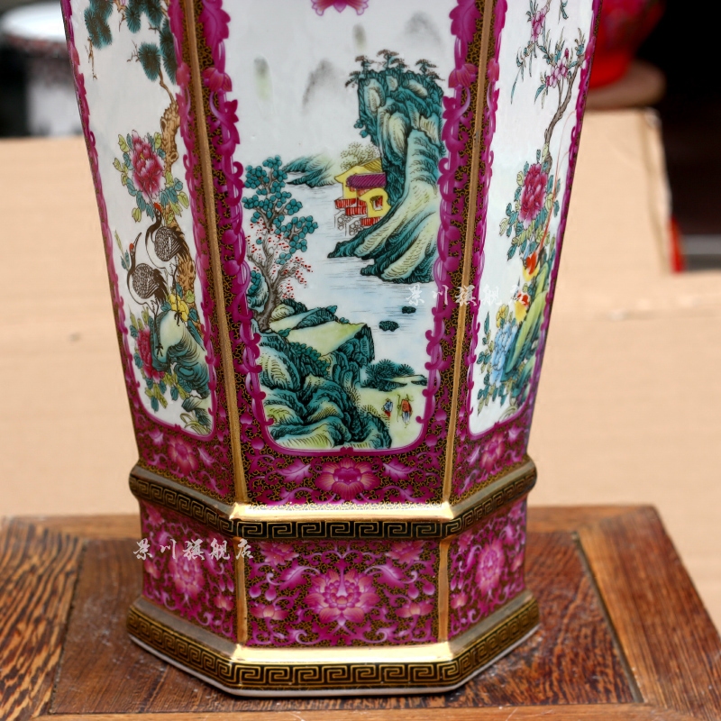 Archaize of jingdezhen ceramics colored enamel landscape painting of flowers and dried flowers, flower arrangement sitting room mesa vase furnishing articles