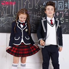 детская форма 西服校服套装中学生小学生班服学院风深圳裤幼儿园园服秋冬装英伦 Kneeling milk goats