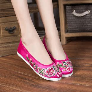 新品老北京花布鞋民族风女鞋平底浅口单鞋千层底布鞋女绣花鞋圆头