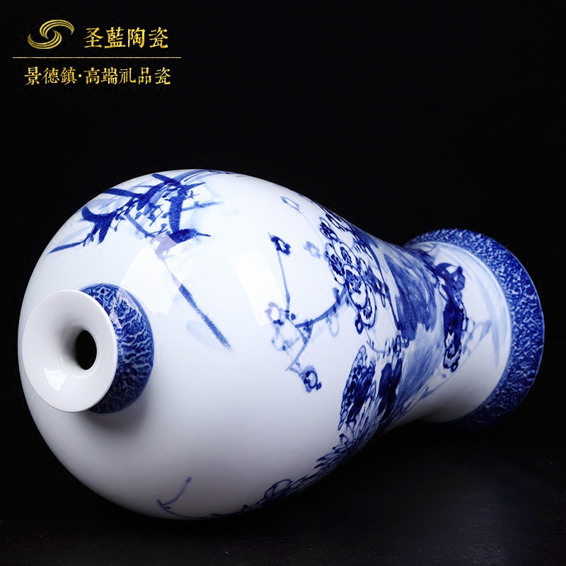 Famous master of jingdezhen ceramics hand - made of blue and white porcelain vases, flower arrangement of new Chinese style living room TV ark, wine furnishing articles