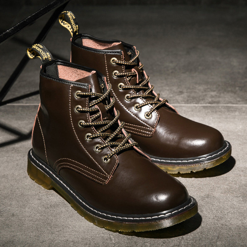 秋冬季男款高帮工装鞋英伦风时尚男靴子青年男式马丁靴男装短靴潮_不