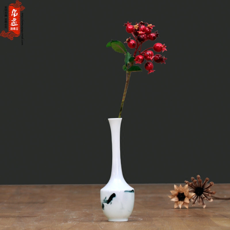 Jingdezhen dried flower vase ink painting Chinese creative furnishing articles fashion flower implement hydroponic flower home decoration