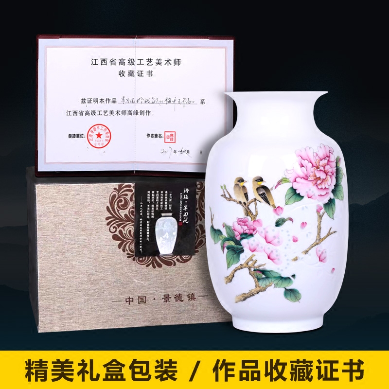 Jingdezhen ceramics flower arranging furnishing articles hand - made blooming flowers, vases, Chinese style household decorations TV ark, furnishing articles