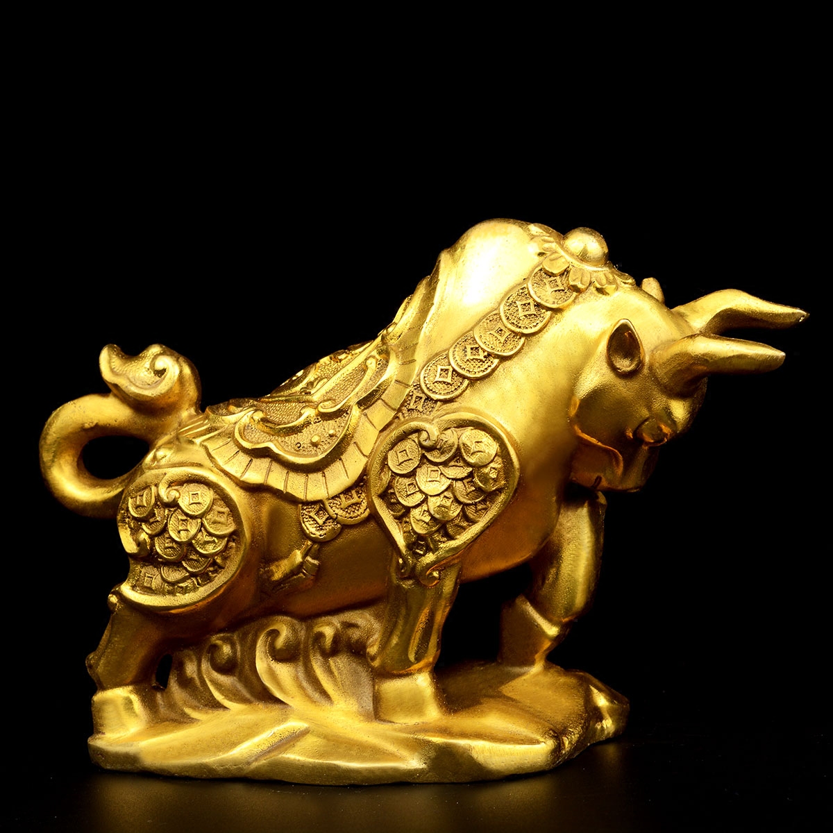 风水阁纯铜铜牛摆件9705