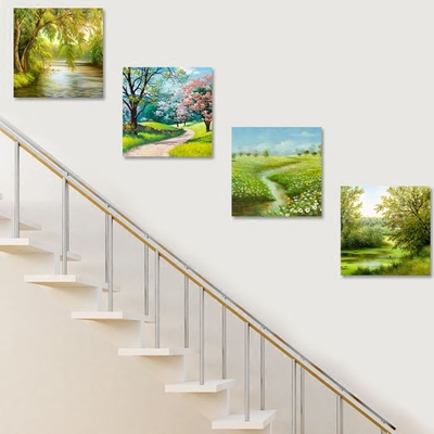 楼梯装饰画组合田园风格走廊过道墙壁画现代简约风景餐厅酒店挂画