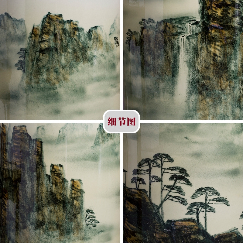 Landscape painting of jingdezhen ceramics vase hand - made landing big sitting room place the study decorate calligraphy and painting scroll cylinder