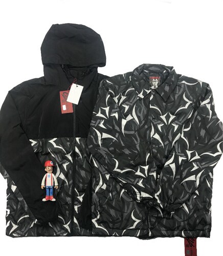 【正品现货】clot x alienegra黑荆棘 双面穿夹克棉服/连帽冲锋衣_7折