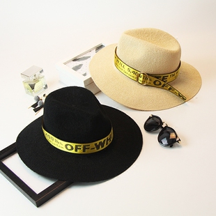 个性圆环丝绸礼帽英伦时尚休闲百搭街头遮阳防晒沙滩大檐爵士帽潮