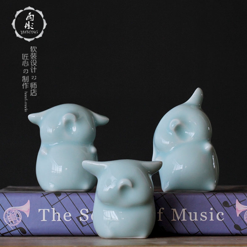 Jingdezhen shadow green home home room bedroom adornment family, lovely cartoon creative ceramics furnishing articles suit a pig