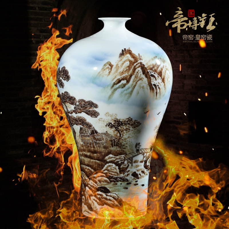 The Master of jingdezhen ceramics sitting room adornment is placed manual hand - made scenery thin body porcelain bottle name plum Chinese vase