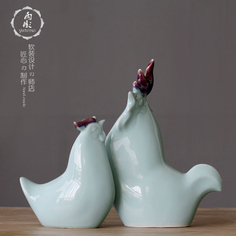 Jingdezhen ceramics by hand a ceramic chicken family household green up ceramic chicken furnishing articles furnishing articles creative we knew