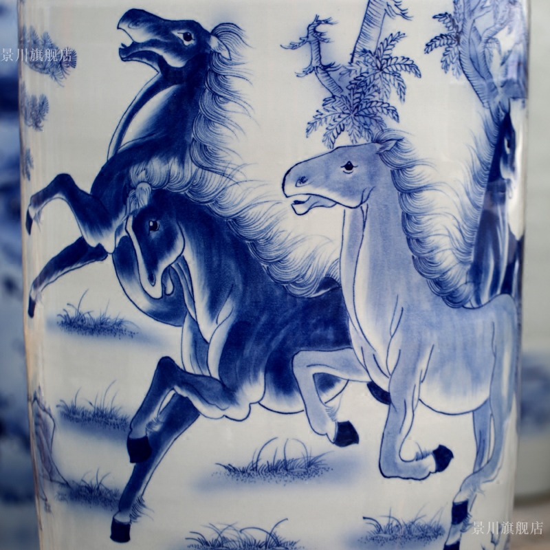 Jingdezhen blue and white porcelain hand - made success sitting room of large vase household porcelain vase of porcelain of modern furnishing articles