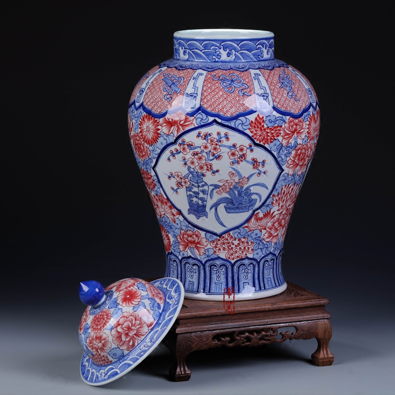 Jingdezhen ceramic vases, antique hand - made porcelain youligong general porcelain pot sitting room home furnishing articles