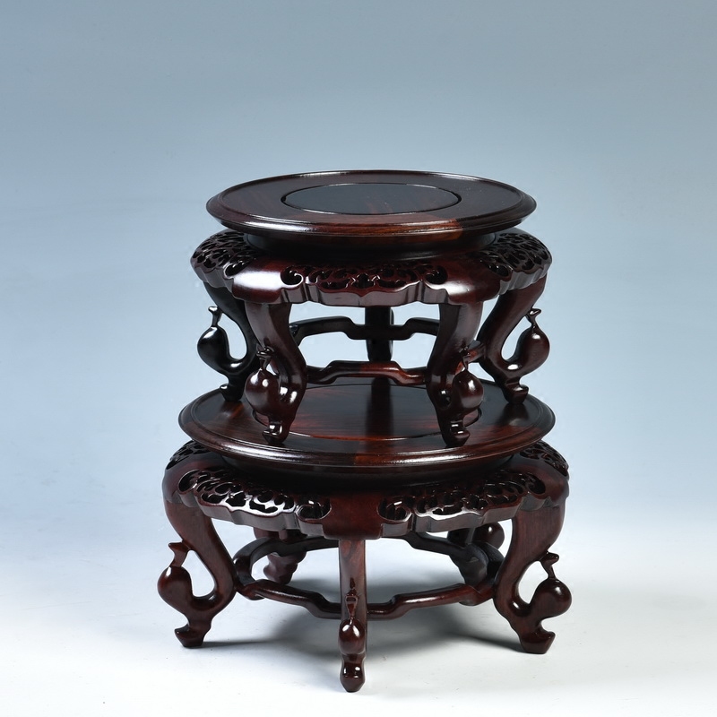 Pianology picking red mahogany acid branches crafts of Buddha lotus base round solid wood vases are it base