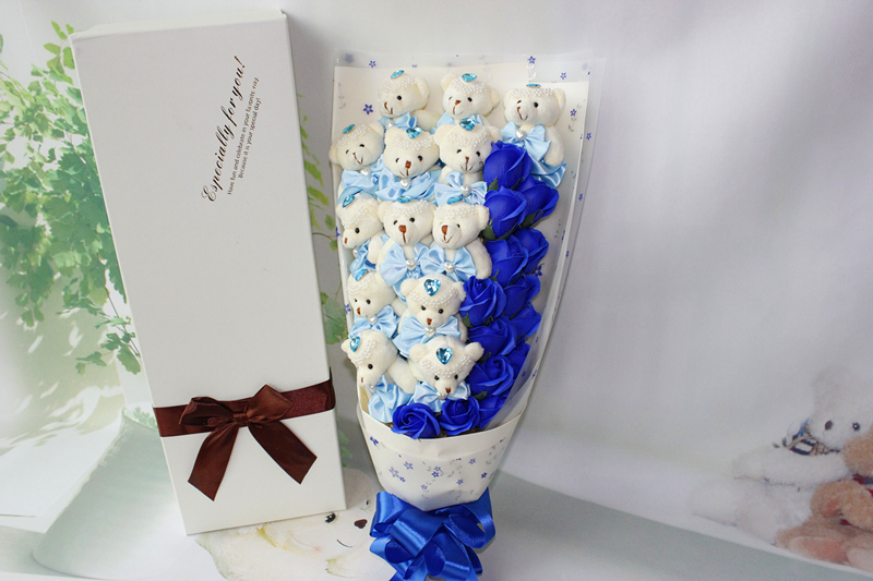 卡通花束送女友闺蜜生日毕业礼品小熊娃娃公仔