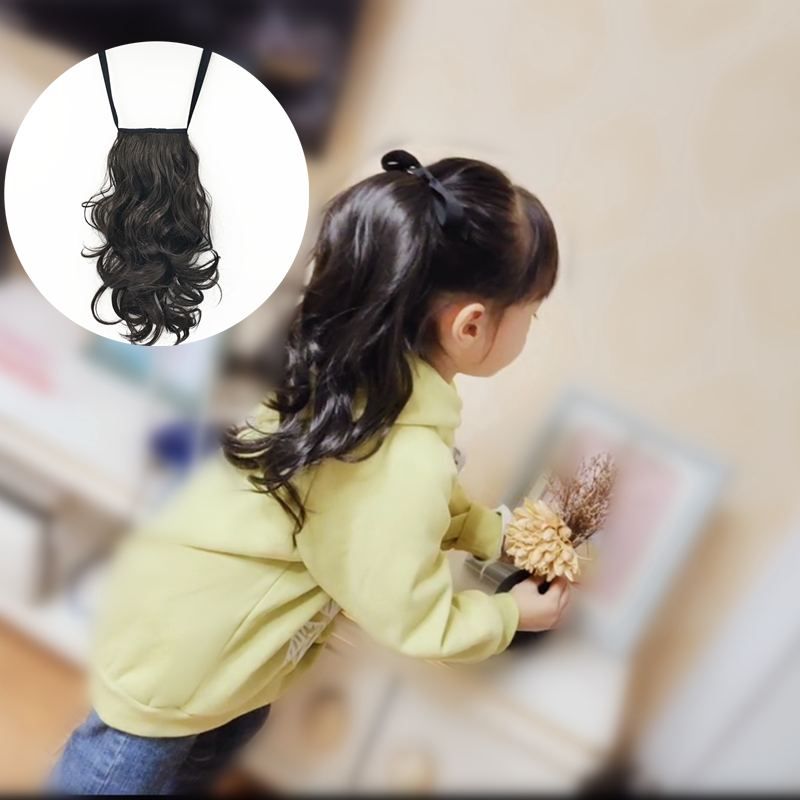 儿童假发绑带式马尾长卷发饰品表演摄影梨花头小女孩可爱宝宝发型