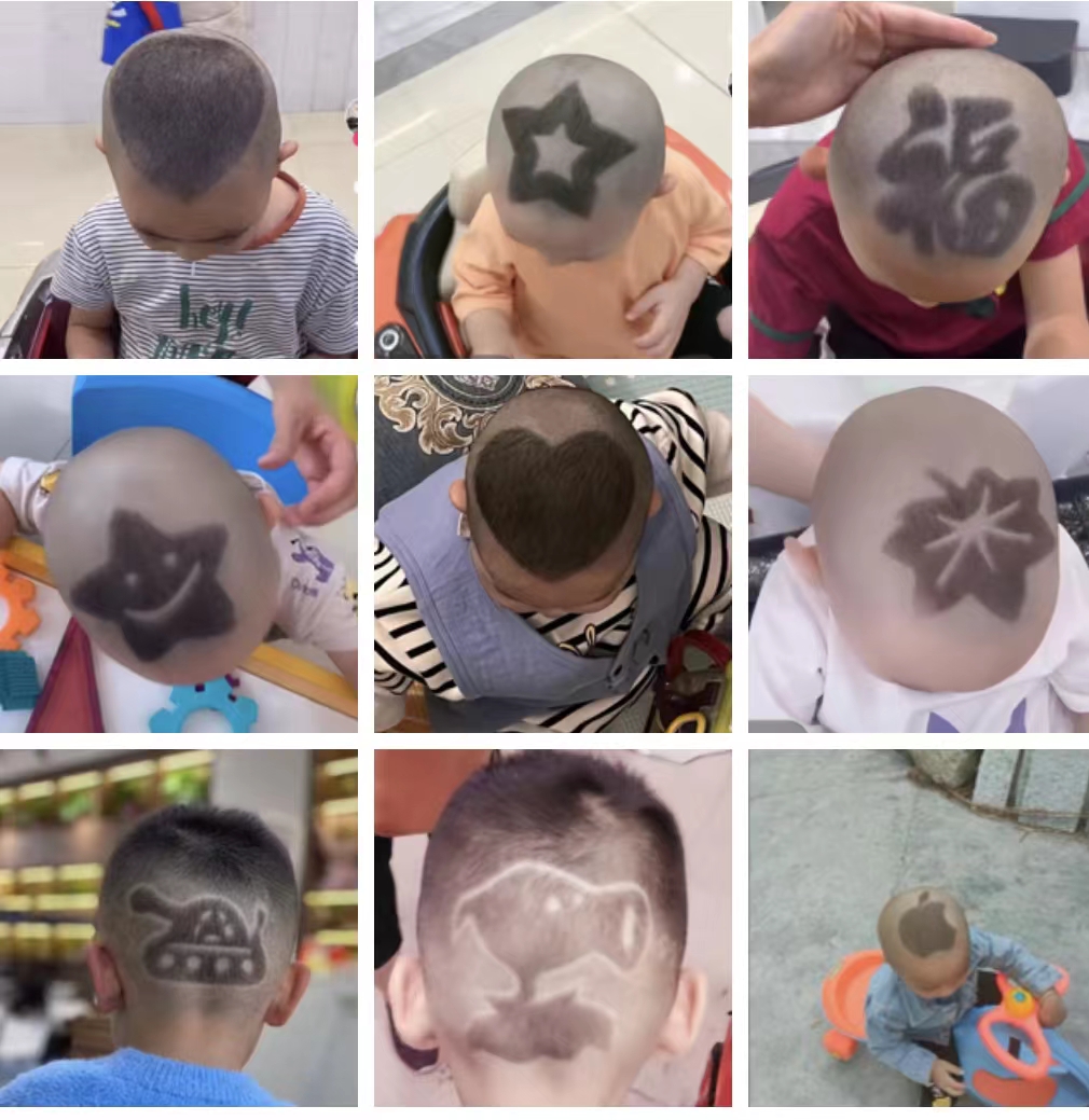 神器模具小孩发型雕刻图案自己剪剃头辅助模型贴,小发夹女儿童婴儿小
