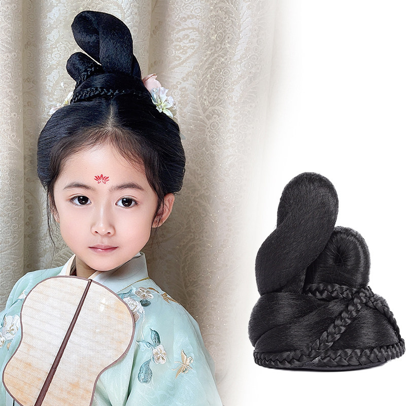 儿童汉服头饰假发古风发包垫发古装发饰唐风发髻汉服造型乐嫣发型