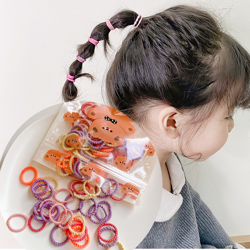 100根婴幼儿宝宝迷你拇指小皮筋不伤发弹性好糖果色儿童扎头发绳