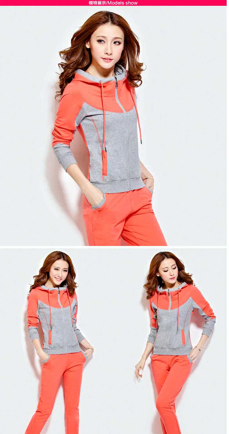 2015春季新款女装运动休闲套装舒适透气二件套女装热卖款运动套装 德