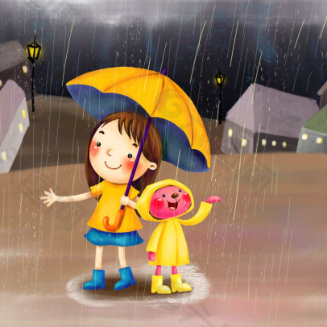 伞下温柔的小丫头